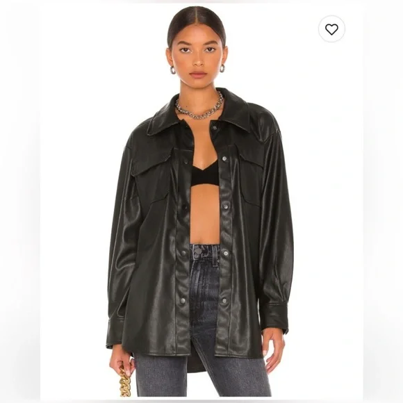 Steve Madden Tops Steve Madden Oversized Faux Leather Shirt